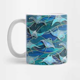 Patchwork Manta Rays in Sapphire and Turquoise Blue Mug